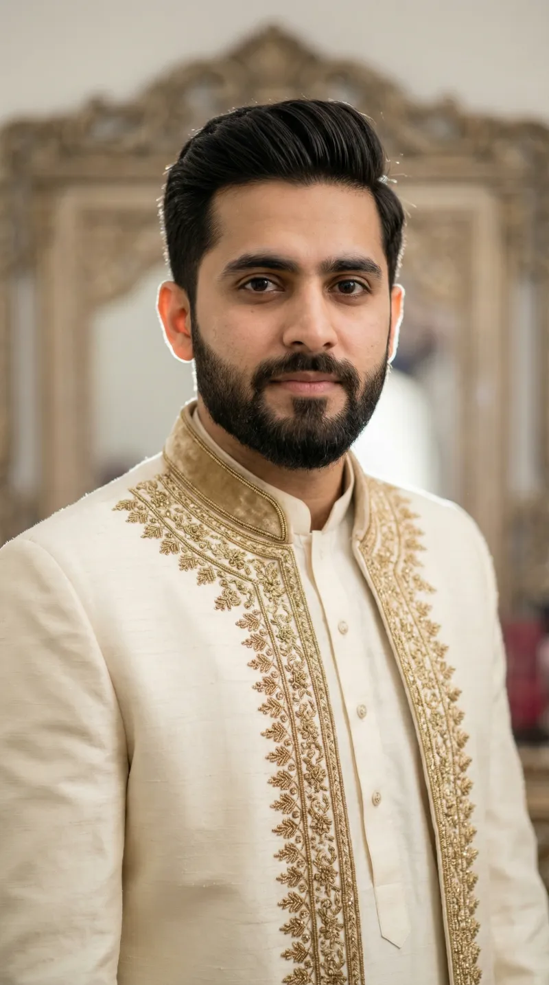 Old Gold sherwani design direction