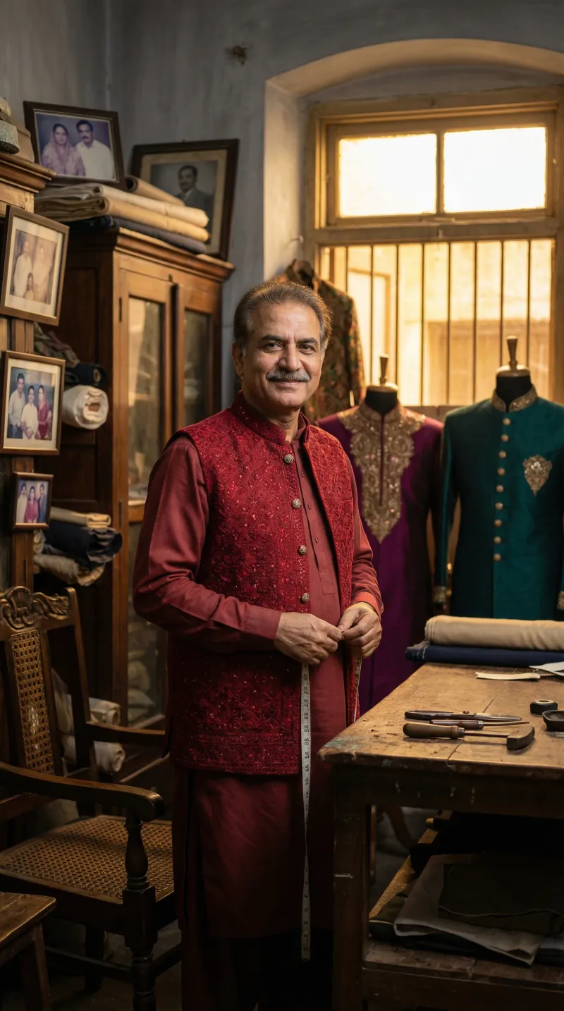 Sherwani tailor working in an atelier